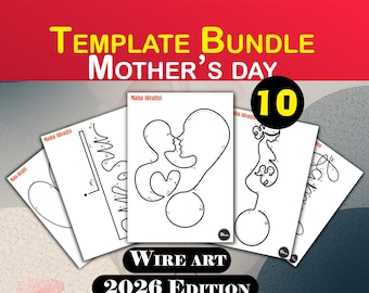 Mother's Day Knitted Wire Art Template | Home decor DIY Tricotin Figure Pattern Printable Maha3