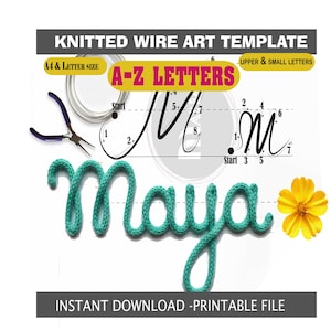 I-Cord Knitted Wire Art Alphabet Template | DIY Name Sign Pattern | Nursery Wall Decor | Baby Name Sign | Curly / Script | PDF Downloamaha 5