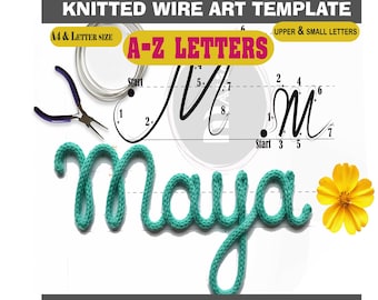 I-Cord Knitted Wire Art Alphabet Template | DIY Name Sign Pattern | Nursery Wall Decor | Baby Name Sign | Curly / Script | PDF Downloamaha 5