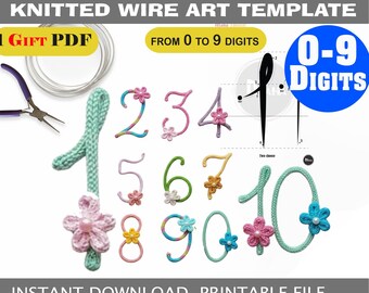 Knitted Wire Art Numbers 0-9 Template – Printable PDF Digits (Instant Download) maha 6