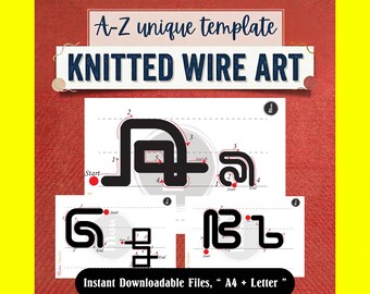 Premium Knitted Wire Art Alphabet Template, Wire bending guide with arrows, Instant Download Printable PDF, Tricotin Wire Art Maha 20