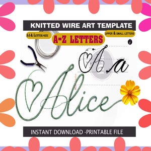 Wire art alphabet A-Z templates Printable Knitted icord Patterns PDF Uppercase & Lowercase Alphabet tricotin maha 5