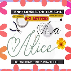 Knitted Wire Art Letter Template, Calligraphy Guide, Uppercase & Lowercase Alphabet Tutorial, Instant Download PDF | Tricotin | icord Maha5