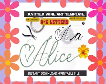 Knitted Wire Art Letter Template, Calligraphy Guide, Uppercase & Lowercase Alphabet Tutorial, Instant Download PDF | Tricotin | icord Maha5