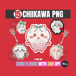 Chiikawa Faux Yarn PNG Bundle - 15 Clip Art hochauflösende süße Kawaii Designs (5000x5000, 300 DPI) maha 8