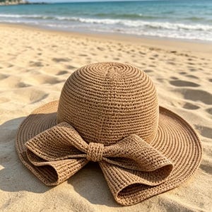 Bowknot sun hat – crochet raffia pattern for sunny days with style