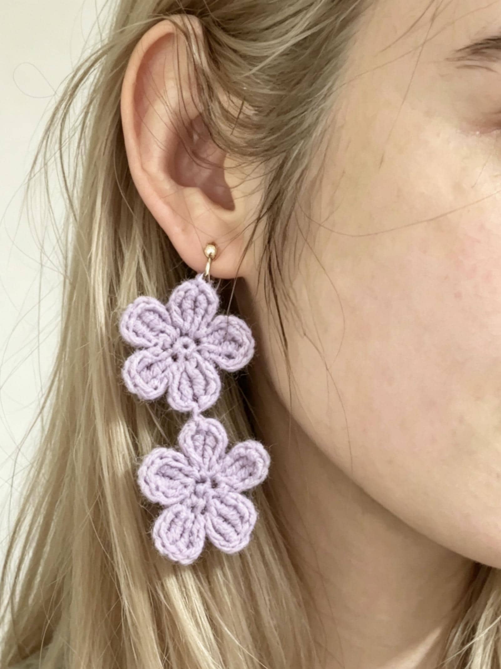 38 Mohair Crochet Patterns for Luxurious Layers, Accessories, and Cozy Home Projects 16 Crochet Flower Earrings