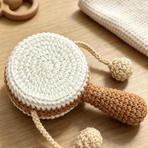 Crochet Baby Rattle Pattern, Soft Drum Toy, Newborn Sensory Gift, Amigurumi PDF