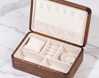 Wooden Jewelry Box Organizer, Solid Wood Jewelry Case, Bracelet, Necklace and Ring Box, Large Jewelry Chest