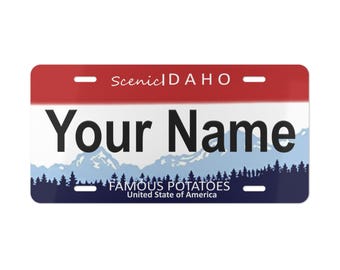 Personalisiertes Idaho Nummernschild | Benutzerdefinierte Name Idaho Auto Anhänger | Aluminium Auto Teller | USA Made Geschenk für Auto, Jeep, Golf Cart & Garage Decor