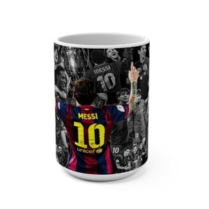 Caneca de futebol inspirada em Messi, presente para fã de futebol número 10, caneca de café estilo Barcelona, caneca de lenda do futebol, presente para amante de esportes