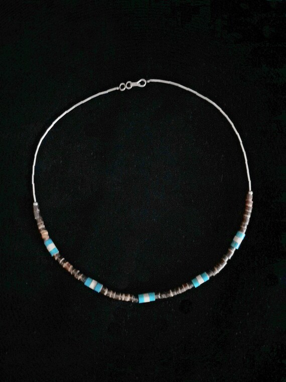 Allereya Collana Girocollo Vintage Heishi Con Perline In Vinile - Choker Da Surfista Regolabile Per Donne E Ragazze - 3