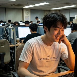 Koszulka z motywem człowieka wspomaganego sztuczną inteligencją | Koszulka z minimalistycznym tekstem