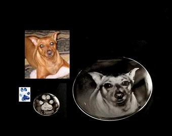 Golf Ball Marker Pet Photo Plate Stainless Steel Paw Print or Footprint Hand Print Handwriting Personalized & Handmade