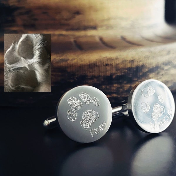 Stainless Steel or Sterling Silver Cufflinks Cuff Link Paw Prints Footprints Signature Handwriting Gifts for Him Anniversary Grooms