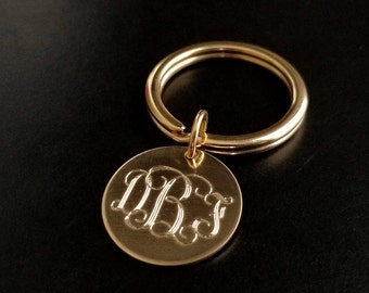 Monogram Keychain Sterling Silver or Gold Filled Custom Personalized Initials Names Keyfob Key Chain Grooms Gift Bridal Party Fathers Day