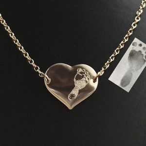 Hand Print Necklace Heart Charm Footprint Handwriting Fingerprint Paw Print Pet Nose Print Sterling Silver Rose Gold 14K Gold Fill Bracelet