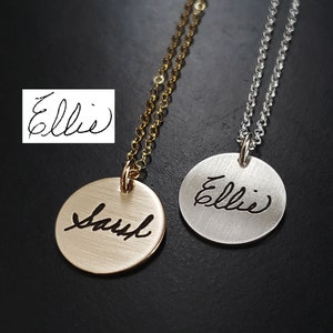 Handwriting Necklace Signature YOUR Loved Ones Black Writing ngraved Rose Gold Sterling Silver Gold Filled Pendant Handmade Charm