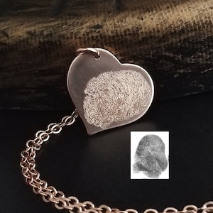 EXACT Handprint Necklace Fiingerprint Charm Footprint Paw Print Nose Signature Sterling Silver Rose Gold 14Kt Gold Filled Heart Pendant