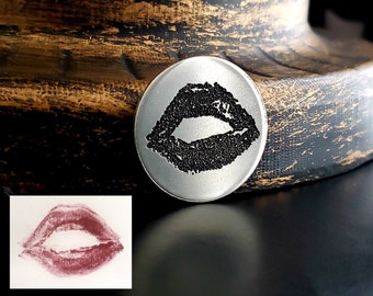 Lips Golf Ball Marker, Deep Engraved, Personalized by You, Valentines or Anniversary Gift for Him, Handmade Sterling Silver & Solid Copper