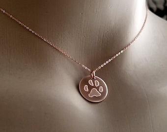 PETITE Small Dainty YOUR Actual Paw Nose Necklace Feel IMPRESSION Engraved Rose Gold Sterling Silver Gold Filled Memorial Dog Cat Pendant