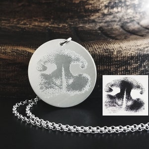 Nose Print Necklace, Paw Print Necklace, Personalized Memorial Jewelry, Sterling Silver