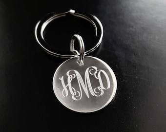 Monogram Keychain in Sterling Silver or Gold Filled, Personalized Initials or Names Keyfob