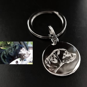 Pet Photo Keychain, Silver or Gold Keyfob with Dog or Cat Paw or Actual Nose Print, Personalized by you, Handmade Memorial Gift