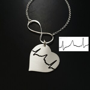 Actual Heartbeat Infinity Necklace Deep Engraved Sterling Silver .925 Baby&#39;s Heartbeat for New Moms Mother&#39;s Day