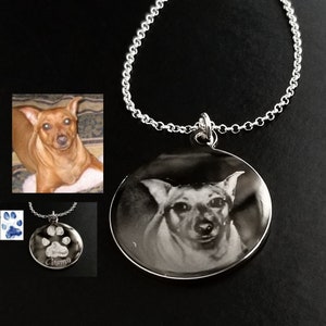 Foto de mascota, gato, perro, escritura a mano, firma, nombre, collar, recuerdo de bebé, cadena de plata de ley y colgante de rodio para siempre en mi corazón