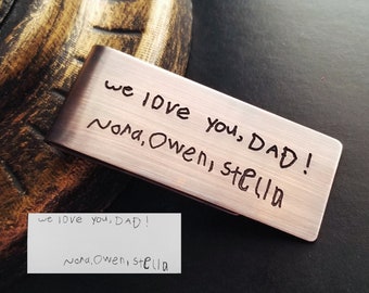 Money Clip with Signature Sterling Silver, Copper, Nu Gold, or Aluminum Handmade Personalized Holder