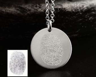 Signature Handwriting Written Fingerprint Engraved Sterling Silver 14k Gold Fill RoseGold Fill Personalized Memorial Necklace 69078