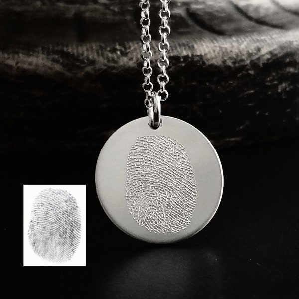 Signature Handwriting Written Fingerprint Engraved Sterling Silver 14k Gold Fill RoseGold Fill Personalized Memorial Necklace 19540004