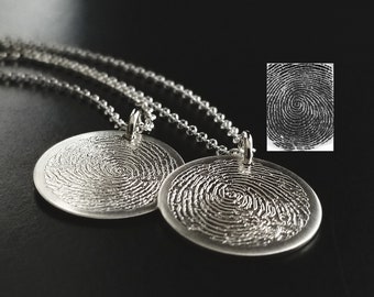 YOUR Actual Exact Enlarged Fingerprint Signature Handwriting Sterling Silver 14k Gold Filled Personalized Forever Memorial Necklace