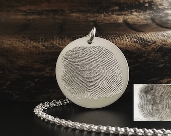 Vingerafdrukketting, handschriftketting, gepersonaliseerd gegraveerd, sterlingzilver of 14k gold filled