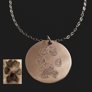Paw Print Necklace, Paw Necklace, Nose Print Necklace, Pet Memorial Necklace, Pet Necklace, Sterling Silver, 14k Gold Filled, Rose Gold Fill image 4
