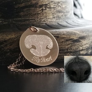 Paw Print or Nose Print Necklace Rose Gold Stainless Steel Handmade Custom Pendant Personalized by You Dog or Pet Memorial