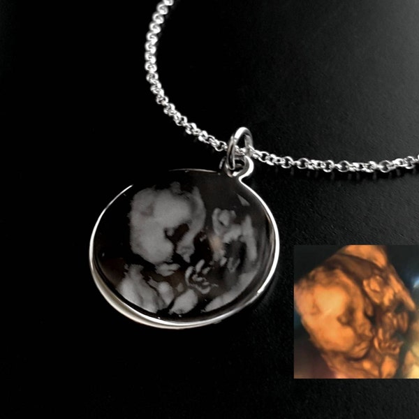 Ultrasound Necklace, Sonogram Necklace, Babys Ultrasound Necklace, Mothers Necklace, Heartbeat Necklace, Baby Shower Mothers Day Silver
