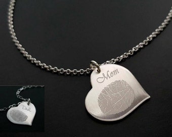 YOUR Actual Fingerprint Signature Handwriting Sterling Silver 14k Gold Filled or ROSE GOLD Personalized Forever Memorial Necklace Heart