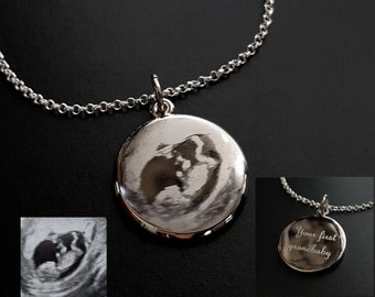 Ultrasound Necklace, Sonogram Necklace, Babys Ultrasound Necklace, Mothers Necklace, Heartbeat Necklace, Baby Shower Mothers Day Silver Gold