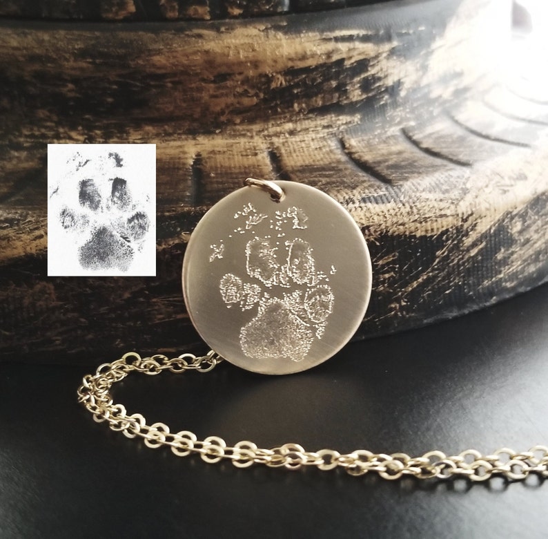 Paw Print Necklace, Paw Necklace, Nose Print Necklace, Pet Memorial Necklace, Pet Necklace, Sterling Silver, 14k Gold Filled, Rose Gold Fill image 2