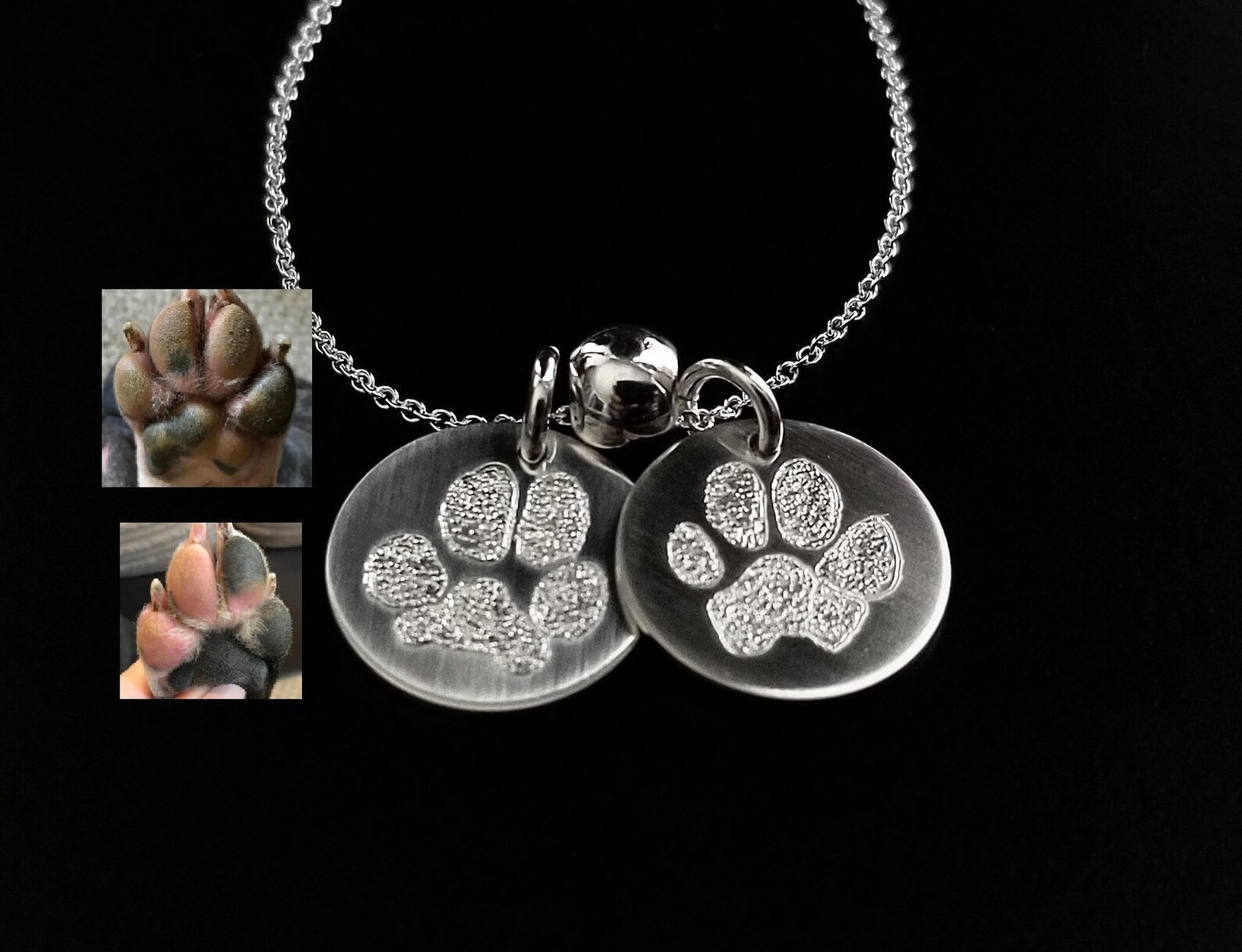 Paw Print Necklace Cat Pet Paw in Sterling Silver .925 or 14k Etsy