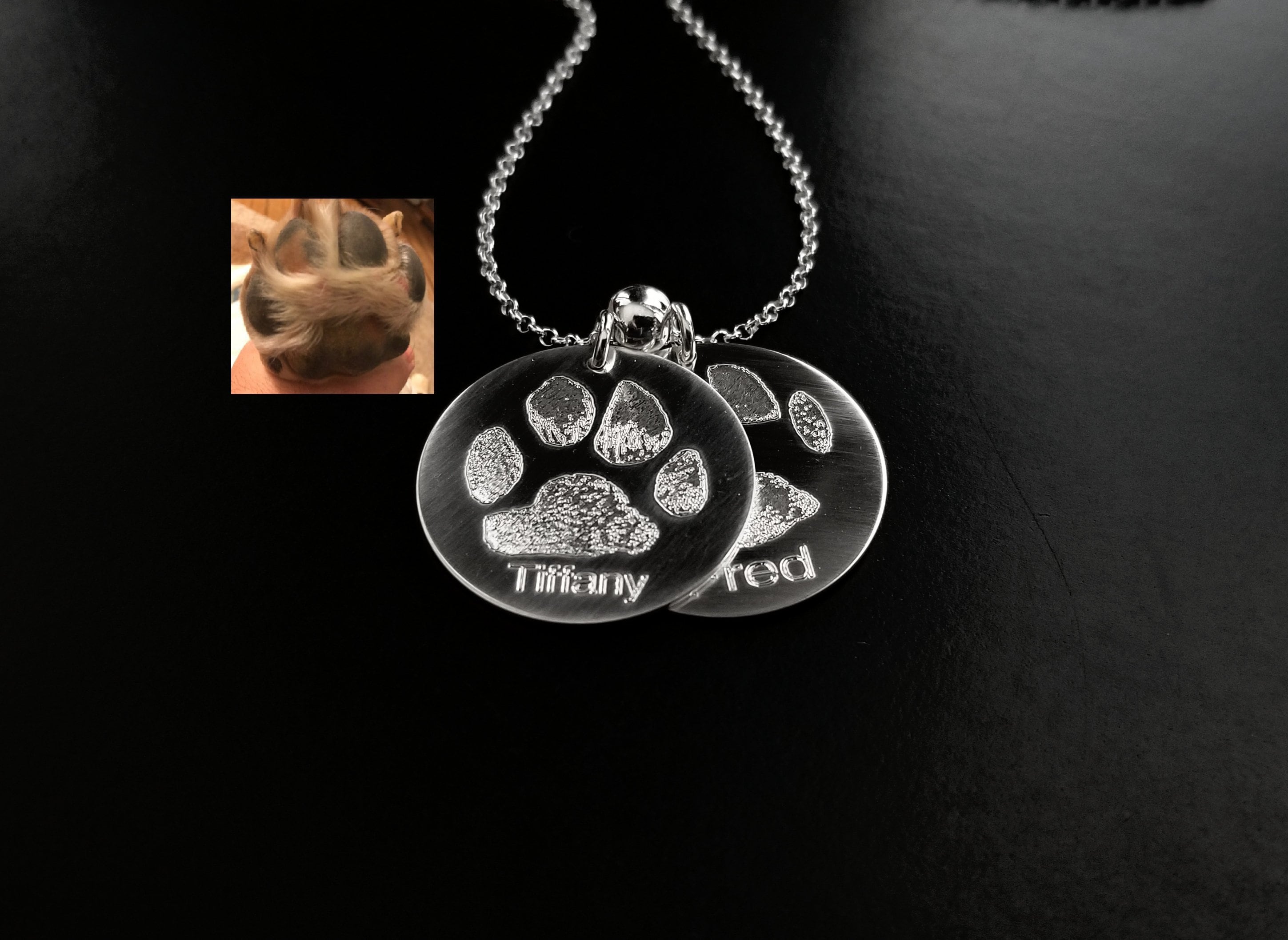 Paw Print Necklace Cat Pet Paw in Sterling Silver .925 or 14k | Etsy