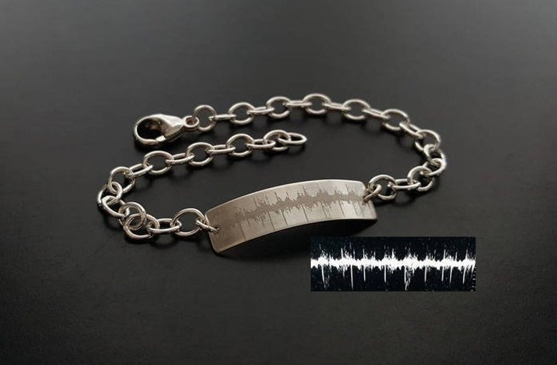 YOUR Babys HEARTBEAT Fingerprint Handprint Footprint Handwriting Signature Dog Paw Sterling Silver Forever Memorial Cable Bracelet