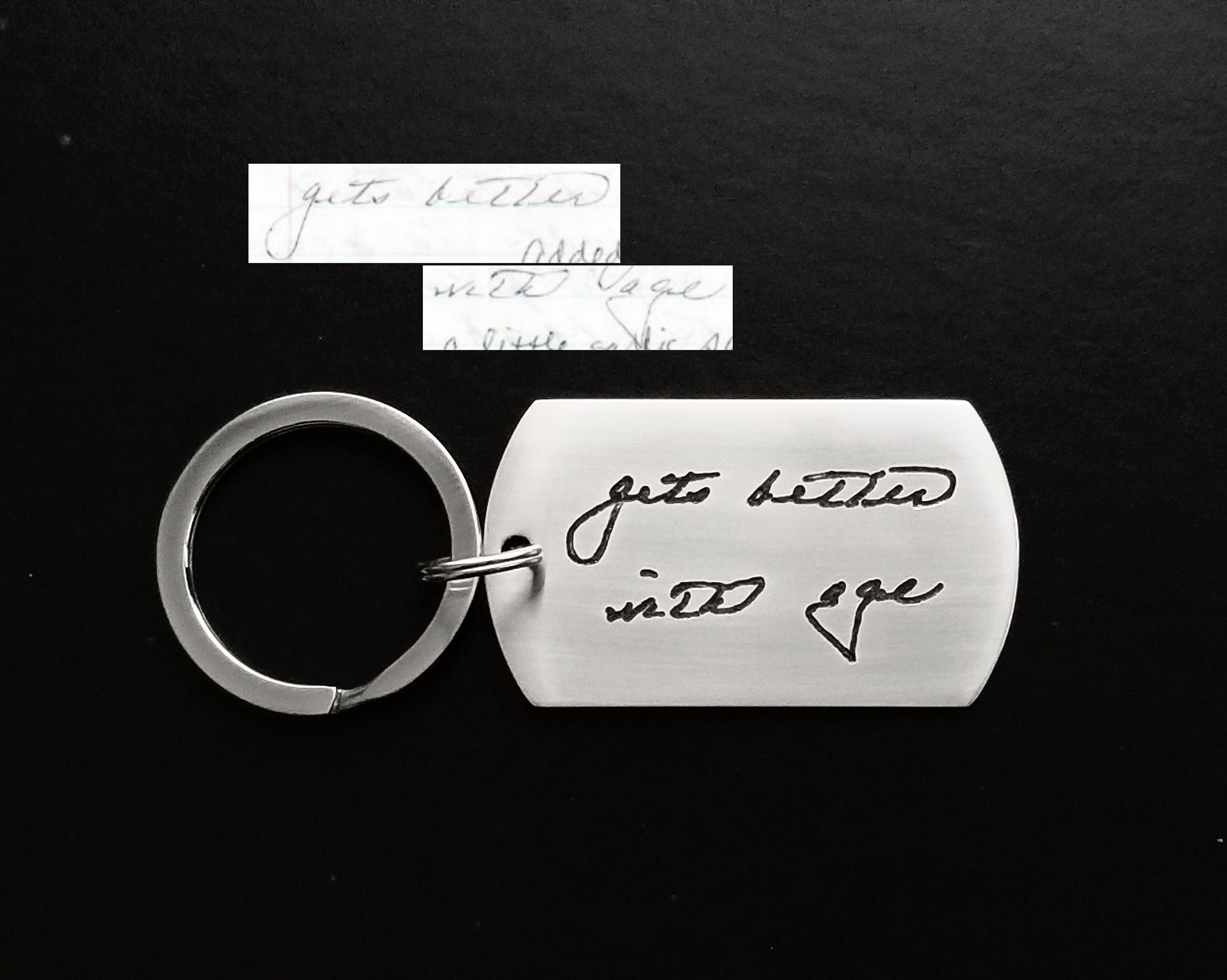 Handwriting Fingerprint Signature Engraved Stainless Steel Etsy