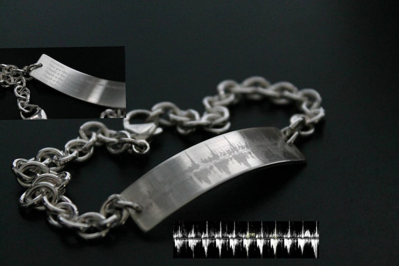YOUR Babys HEARTBEAT Fingerprint Handprint Footprint Handwriting Signature Dog Paw Sterling Silver Forever Memorial Cable Bracelet