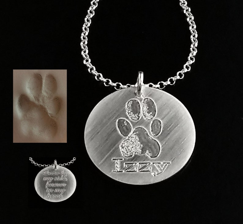 Paw Print Necklace, Paw Necklace, Nose Print Necklace, Pet Memorial Necklace, Pet Necklace, Sterling Silver, 14k Gold Filled, Rose Gold Fill image 5