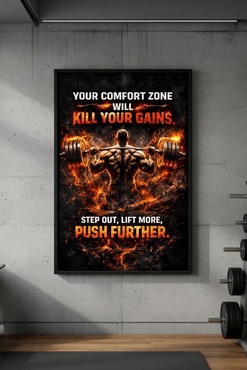 Muscle Building Poster Bodybuilding Motivation Poster | Gym Wall Art Print (digital Download ...