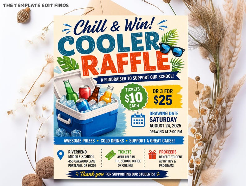 Realtor Cooler Raffle Editable Cooler Raffle Ticket Fundraiser Flyer (digital Template) - Etsy