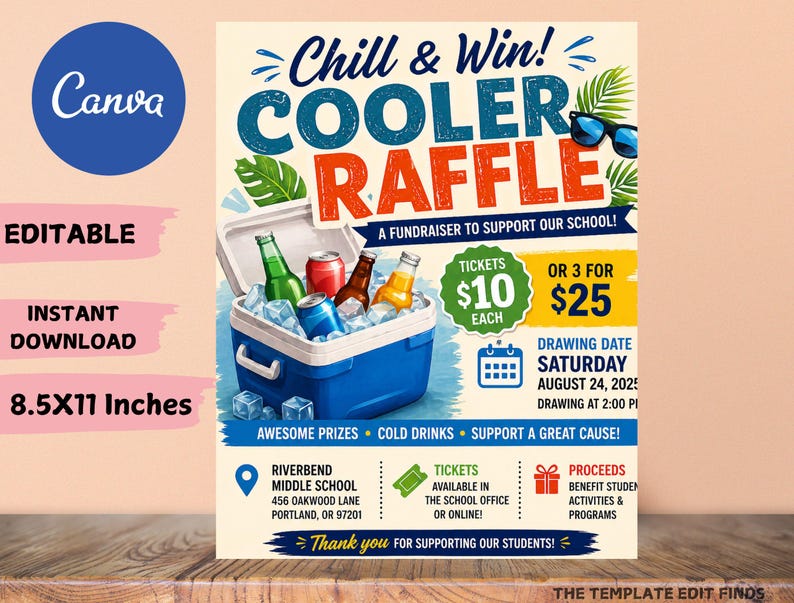 Editable Cooler Raffle Ticket Fundraiser Flyer (digital Template) - Etsy